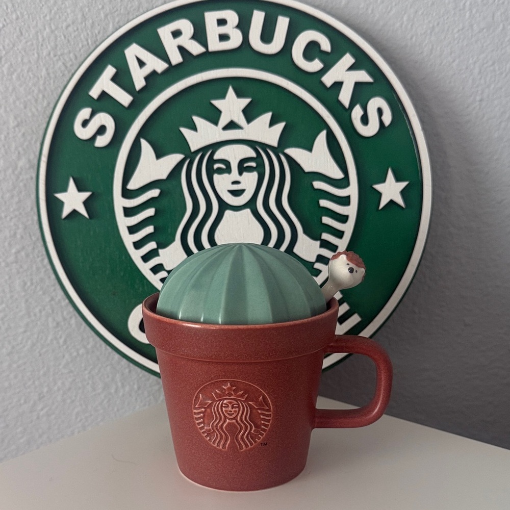 STARBUCKS Taiwan 2021 Cactus Hedgehog Cup Spoon Set